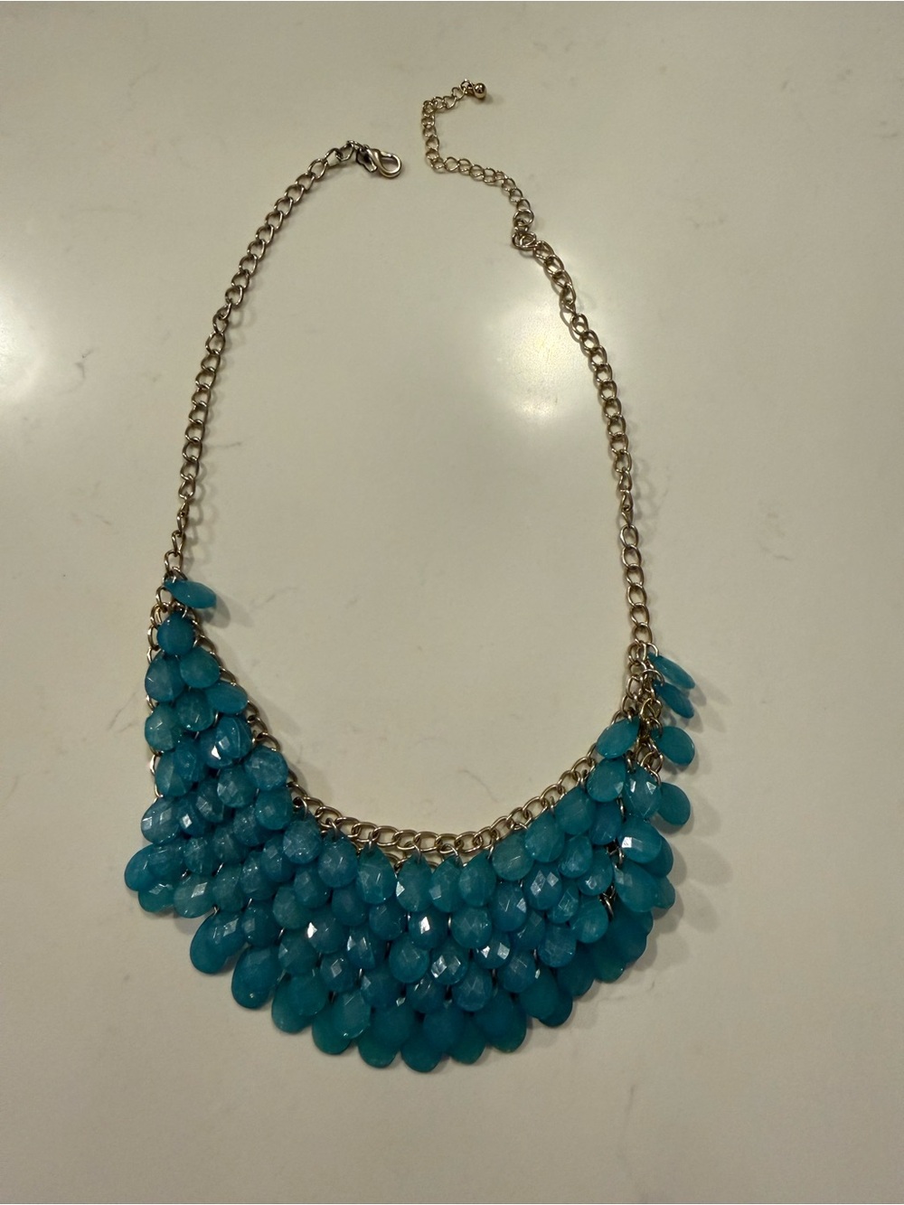 Blue Turquoise Teardrop Statement Necklace